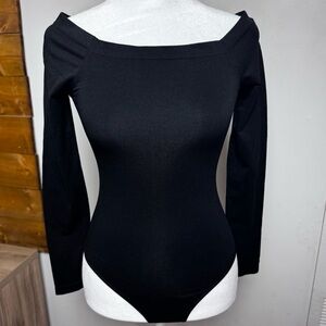 Zara NWT Black Long Sleeve Thong Bodysuit XS–S